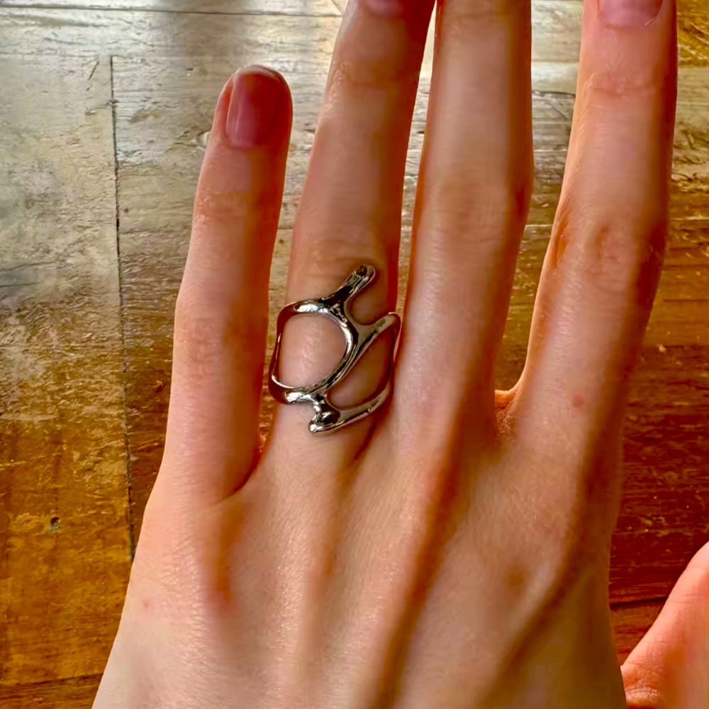 Melted Metal Irregular Open Geometric Rings for Women and Teens